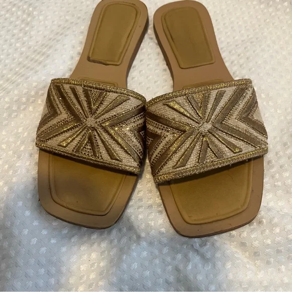 👡ZARA Sandal Bundle Size 39 | Gold Embellished + Chain Slide Sandals - Picture 7 of 12